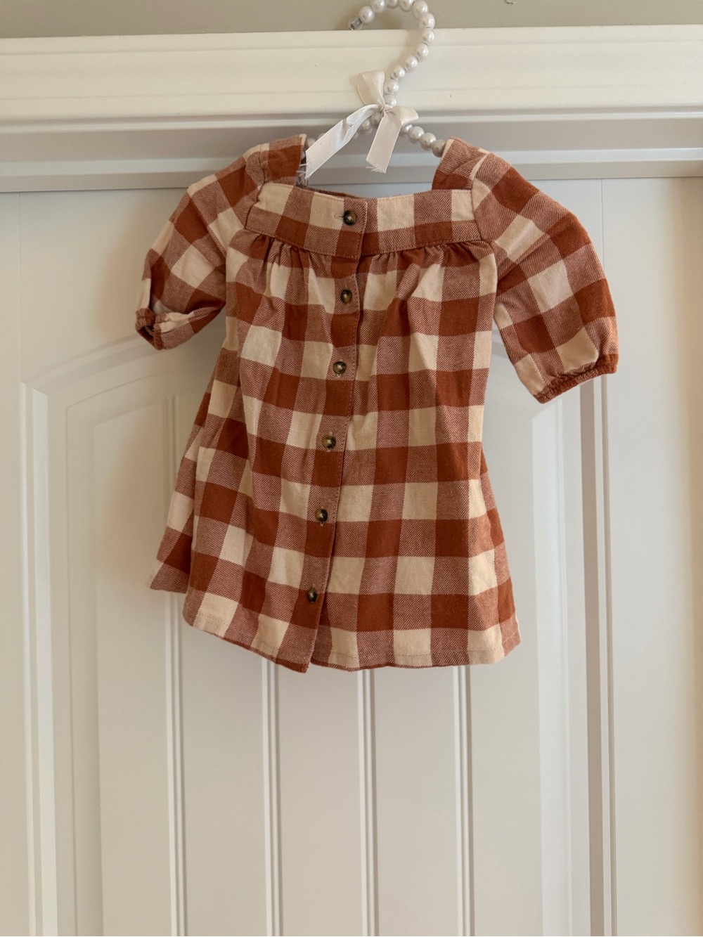 NWOT Carter’s Baby Rust & Cream Plaid Button-Front Dress